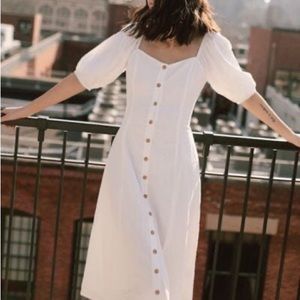 UO Maria Puff Sleeve Button Front Midi Dress